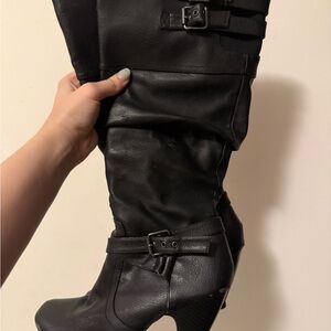 Black Knee-High Leather Boots